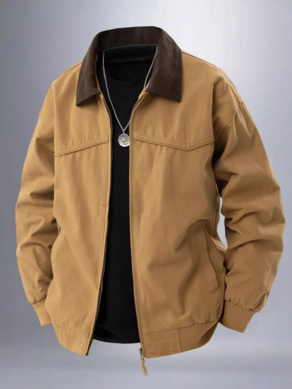 Men's Plus Size Zip Up Long Sleeve Jacket, image 3