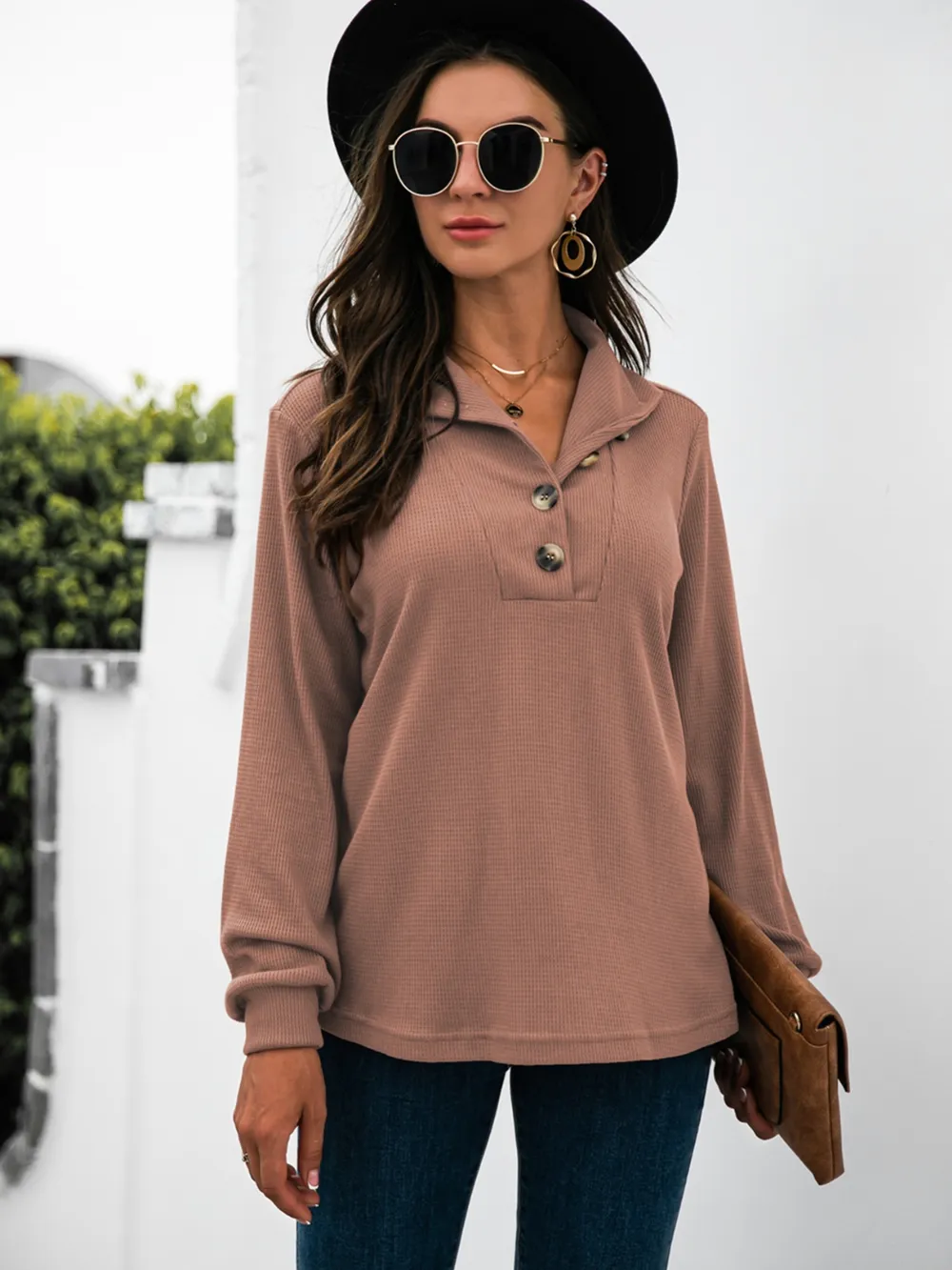 Half Button Long Sleeve T-Shirt, image 7