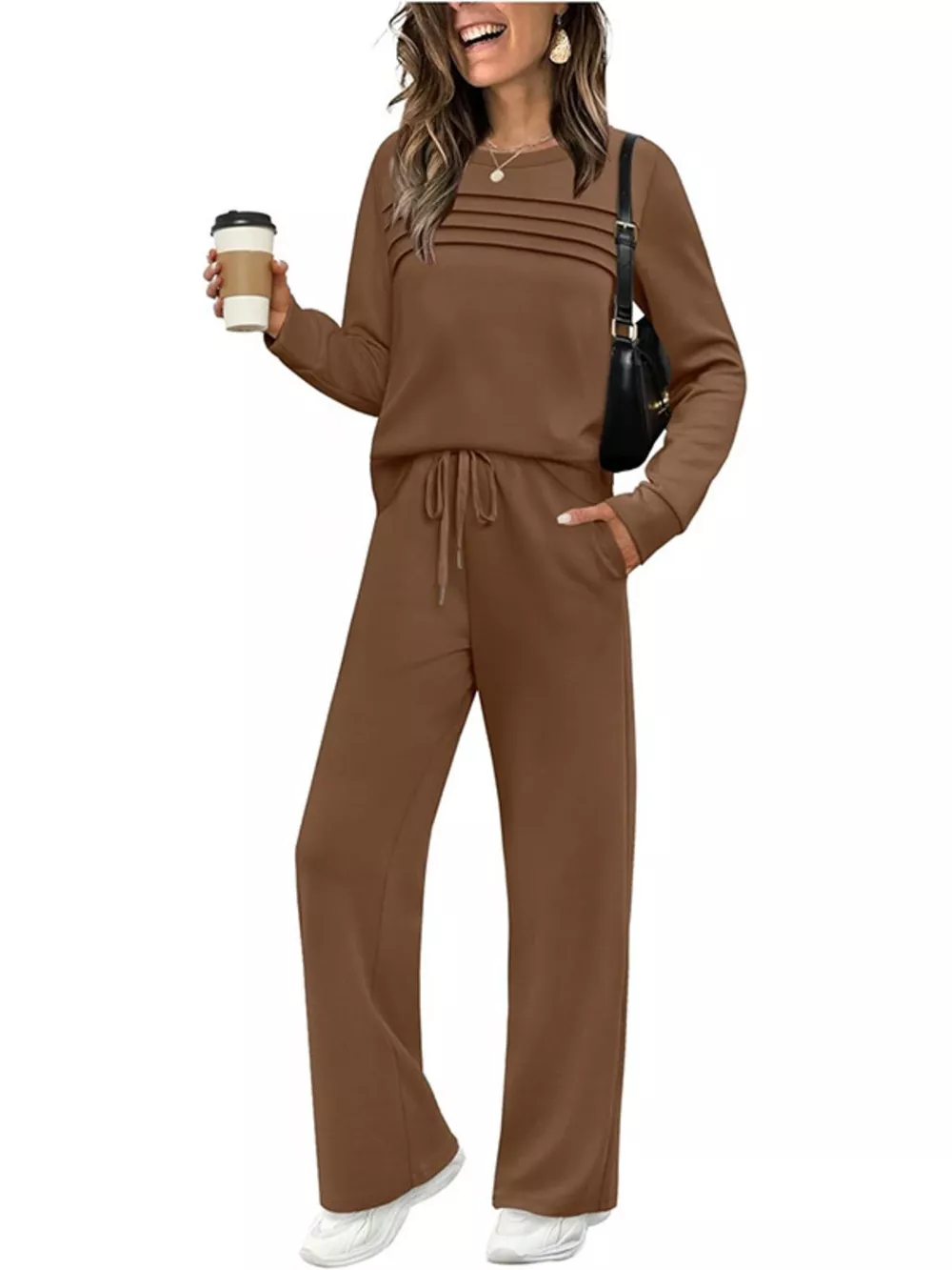 Full Size Casual Long Sleeve Crewneck Top and Drawstring Pants Set Plus Size, image 13