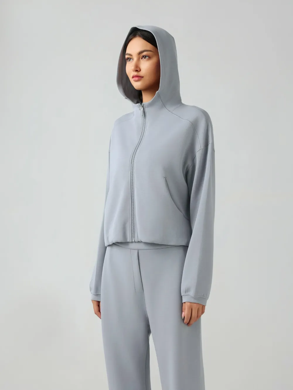 Zip Up Dropped Shouder Active Hooded, image 9