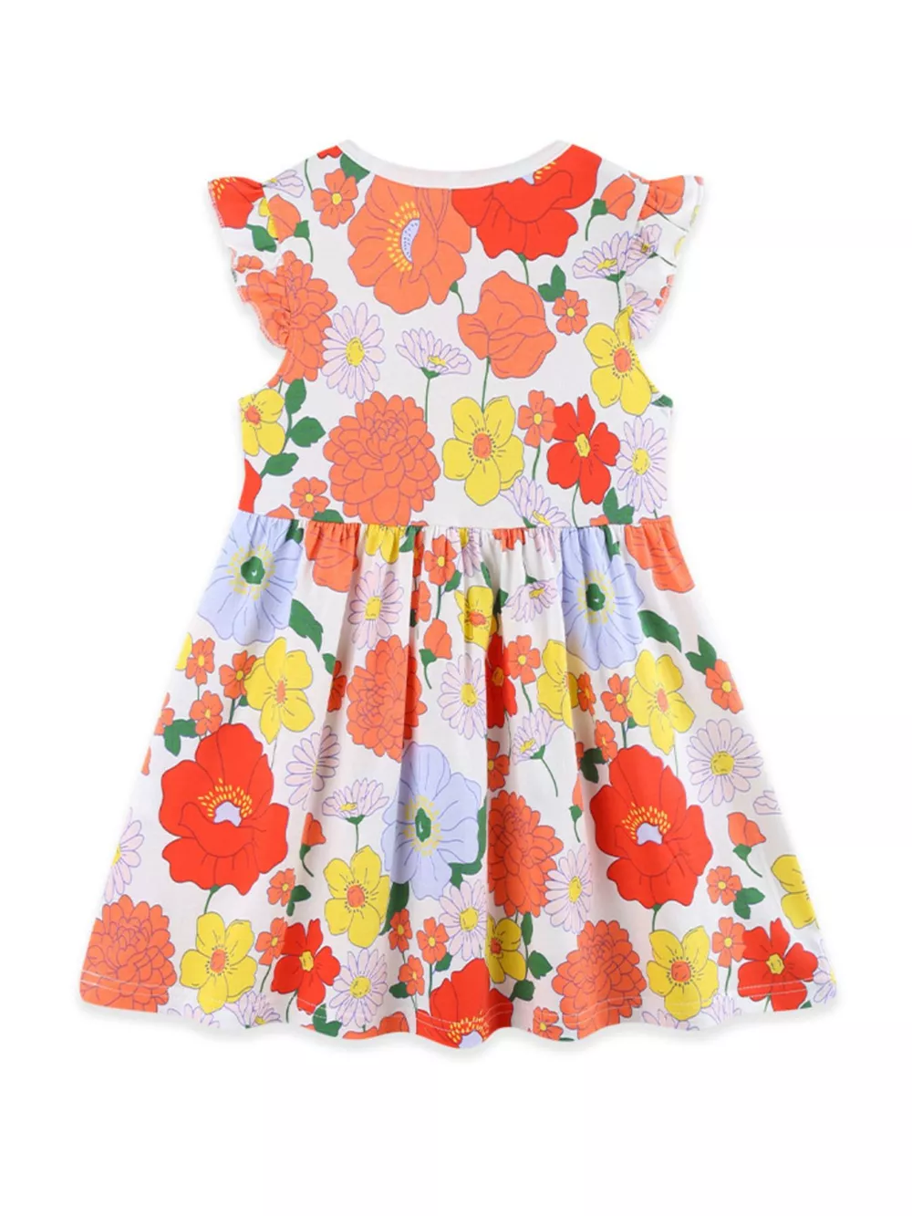 Children's Floral Print Ruffle Sleeve Casual Dress, image 5