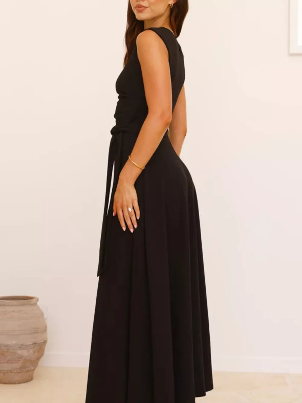 Single Shoulder Tie Waist Maxi Dress, image 8