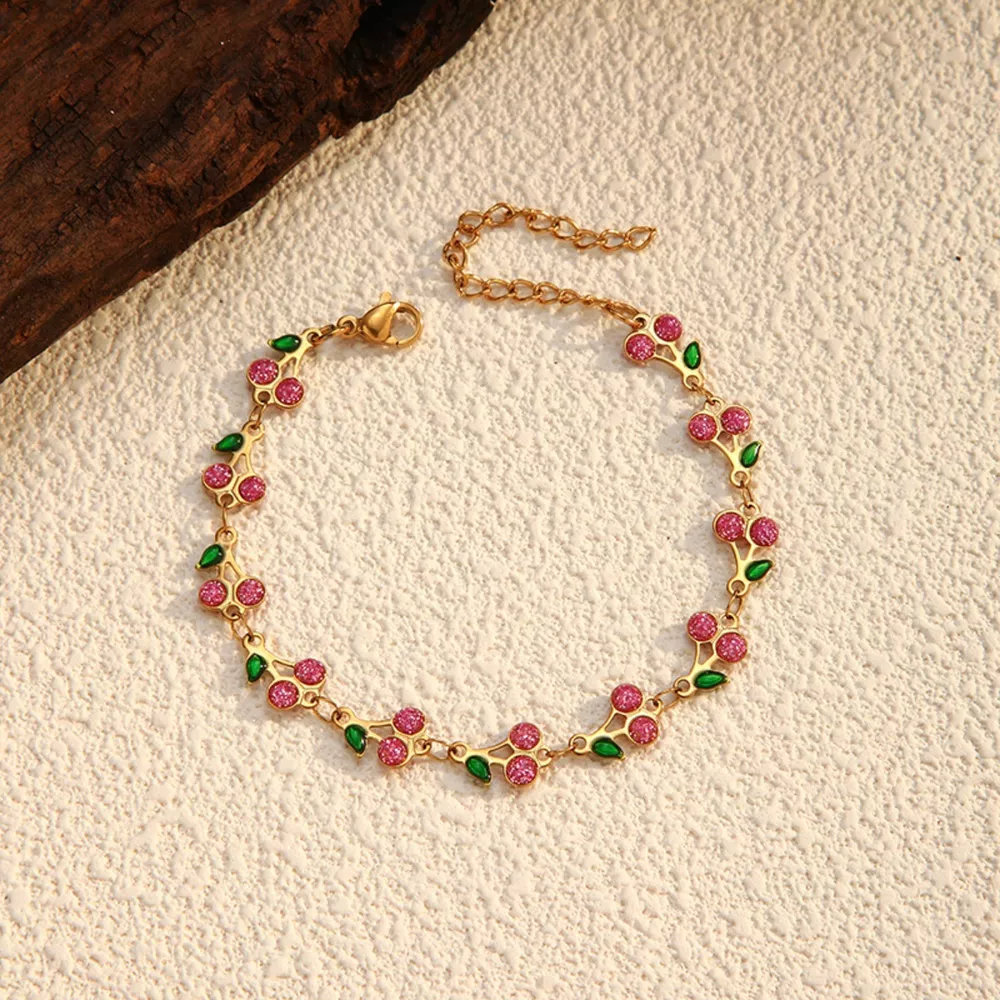 18K Gold-Plated Cherry Charm Bracelet, image 7