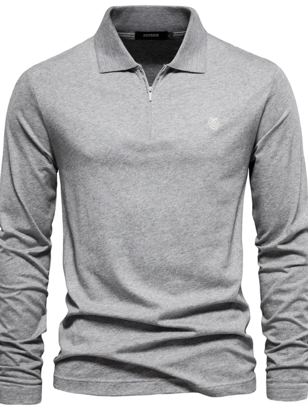 Men's Zip Collar Long Sleeve Polo, image 5