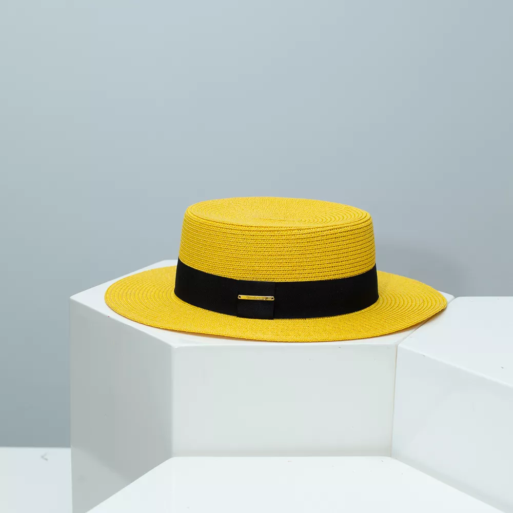 Straw Boater Hat with Band, image 2