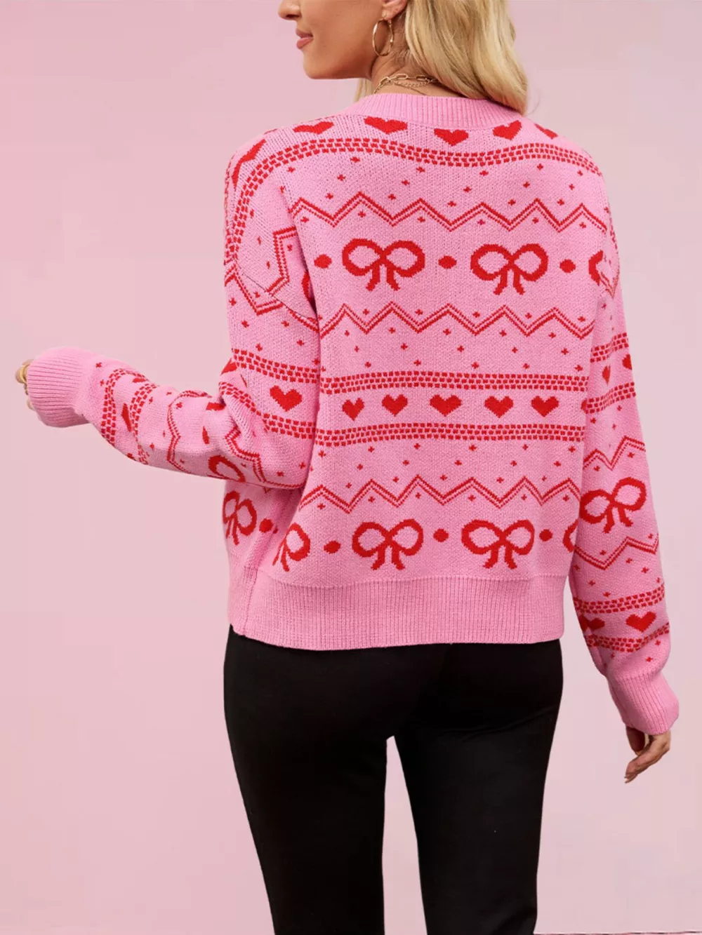 Bow and Heart Pattern Knit Cardigan, image 5
