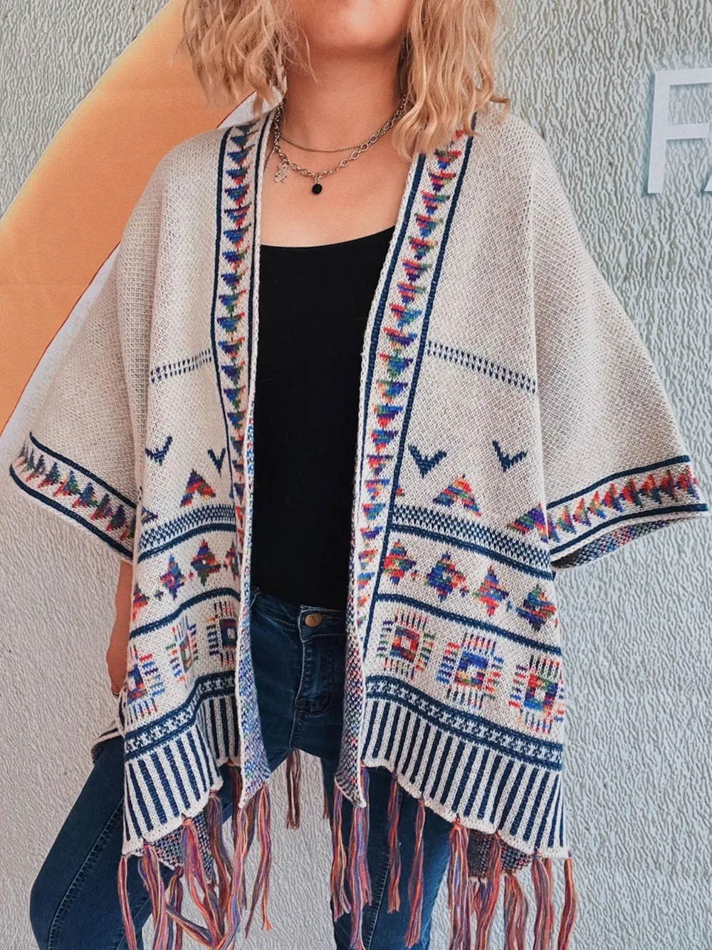 Fringe Open Front Cardigan, image 4