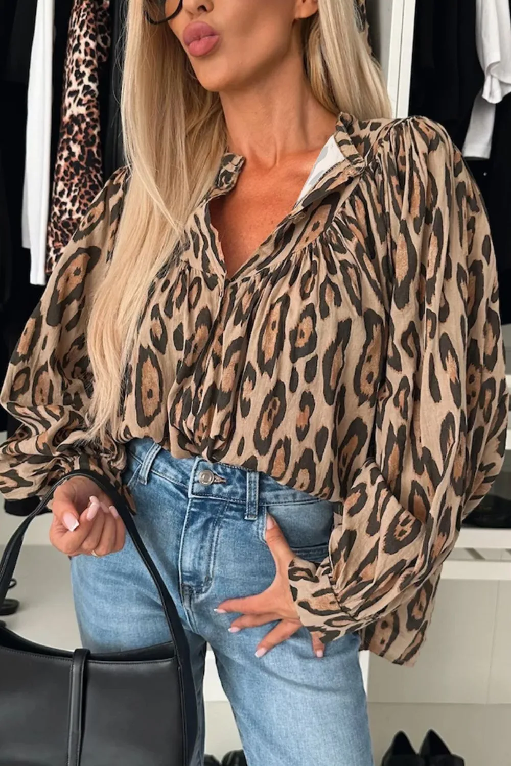 Leopard Print Button Down Long Sleeve Shirt, image 6