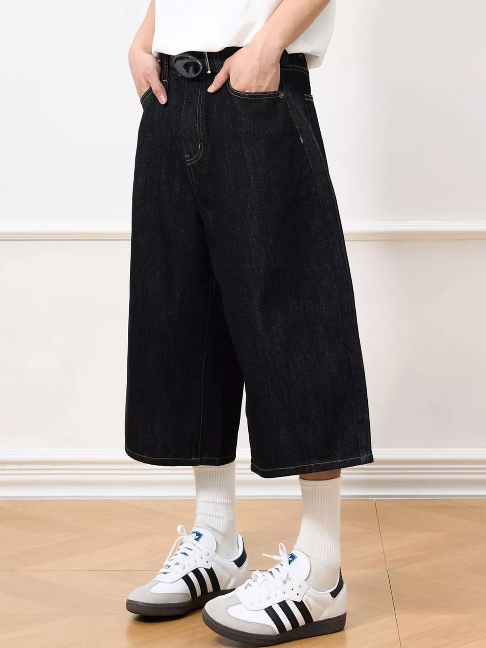 Men's Wide Leg Denim Shorts, image 2