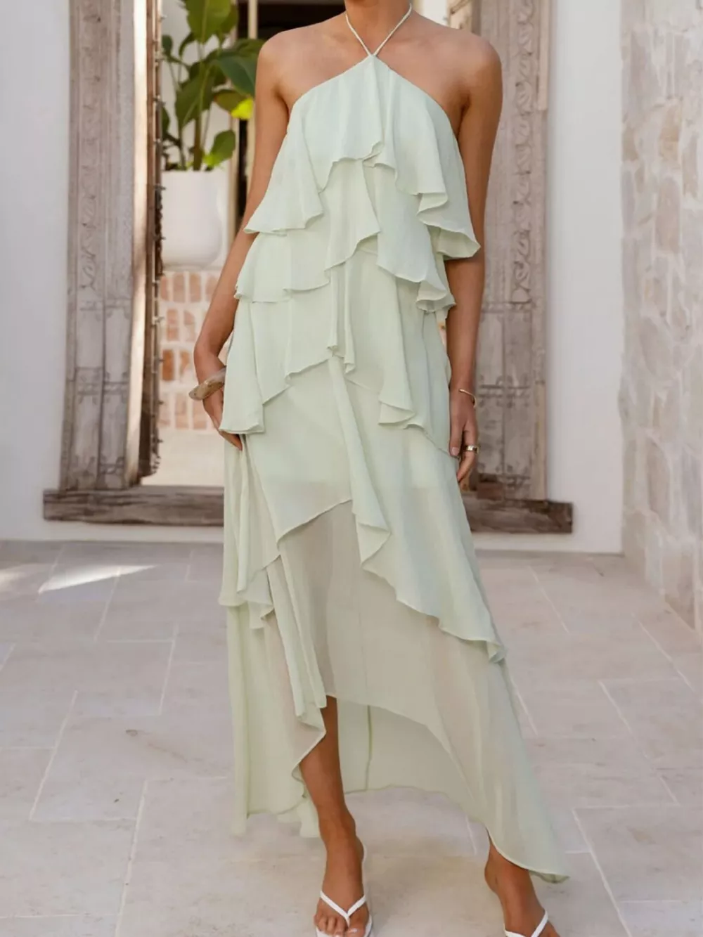 Layered Ruffled Halter Neck Dress, image 7