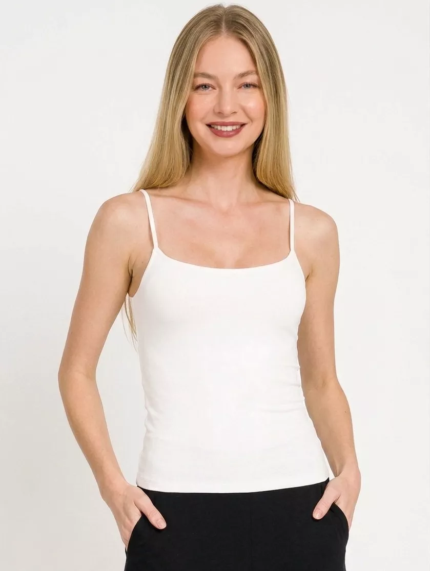 Double Layered Round Neck Spaghetti Cami, image 3
