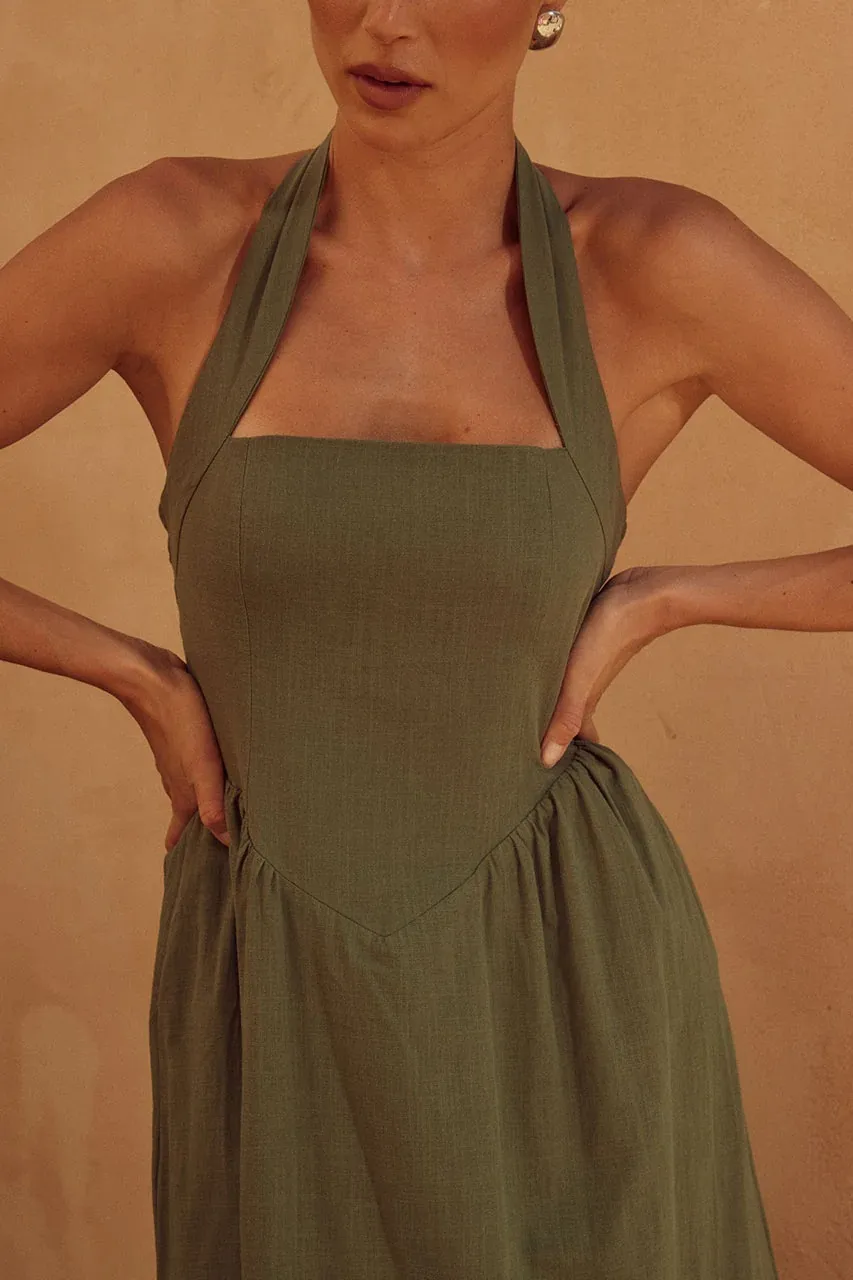 Halter Neck Maxi Dress with Pockets, image 6