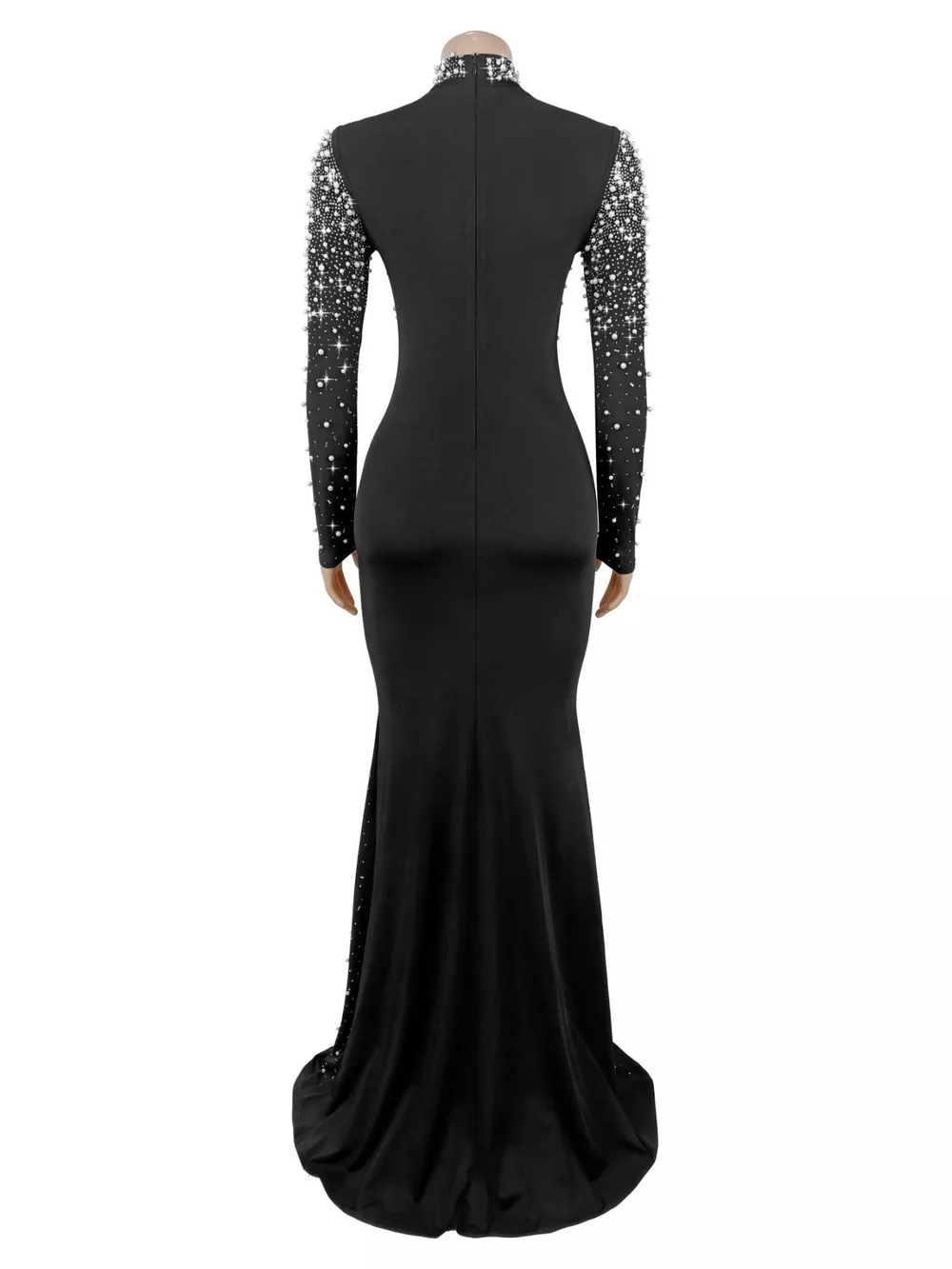Rhinestone Long Sleeve Mermaid Maxi Dress, image 6