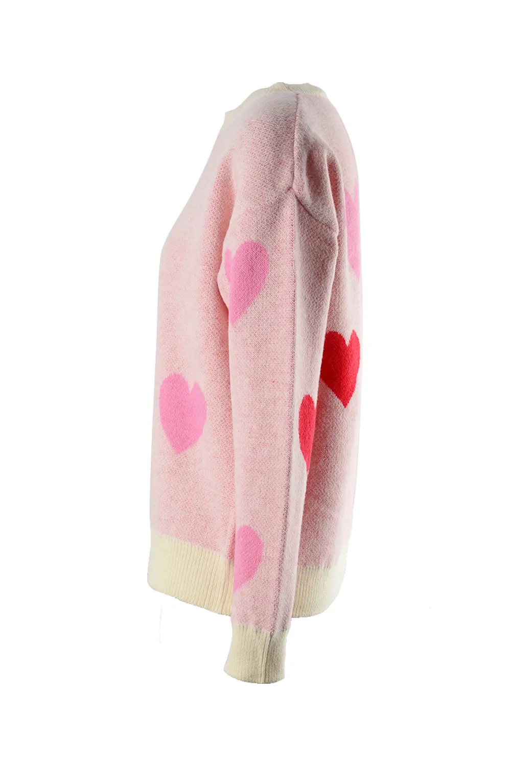 Heart Round Neck Droppped Shoulder Sweater, image 11