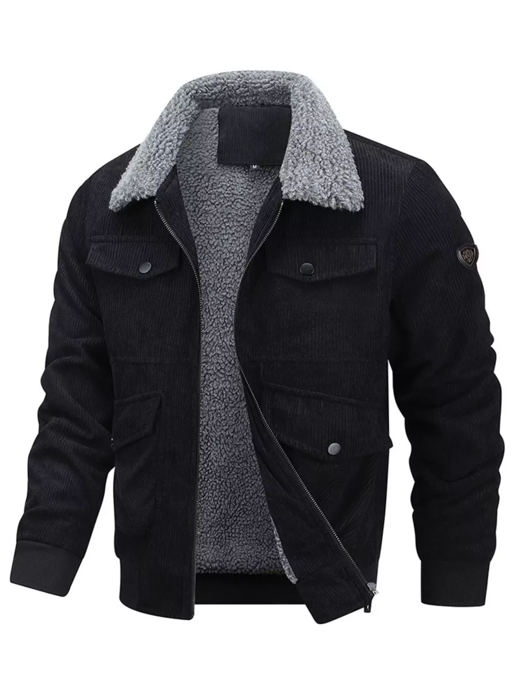 Men's Plus Size Corduroy Sherpa Lined Winter Coat