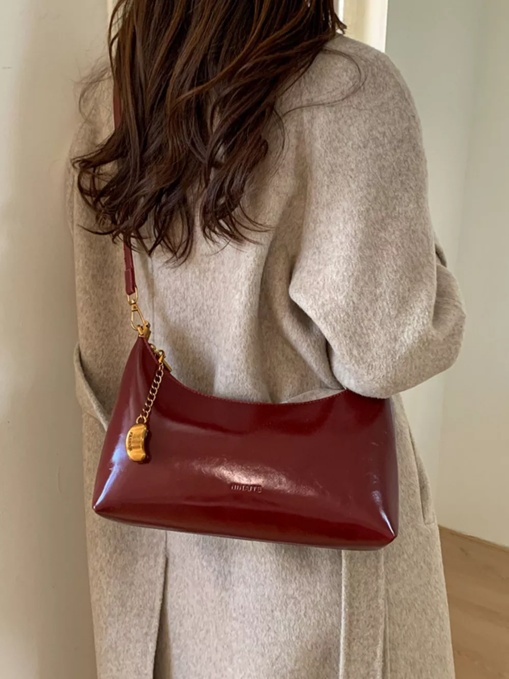 Chain Charm Leather Shoulder Bag, image 5