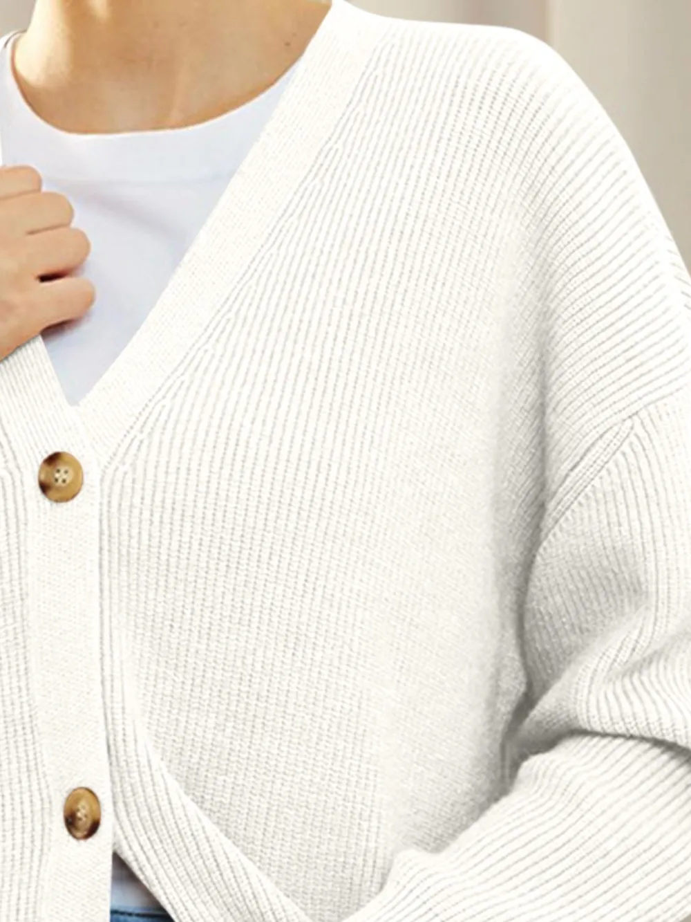 Button Down V-Neck Long Sleeve Cardigan, image 15