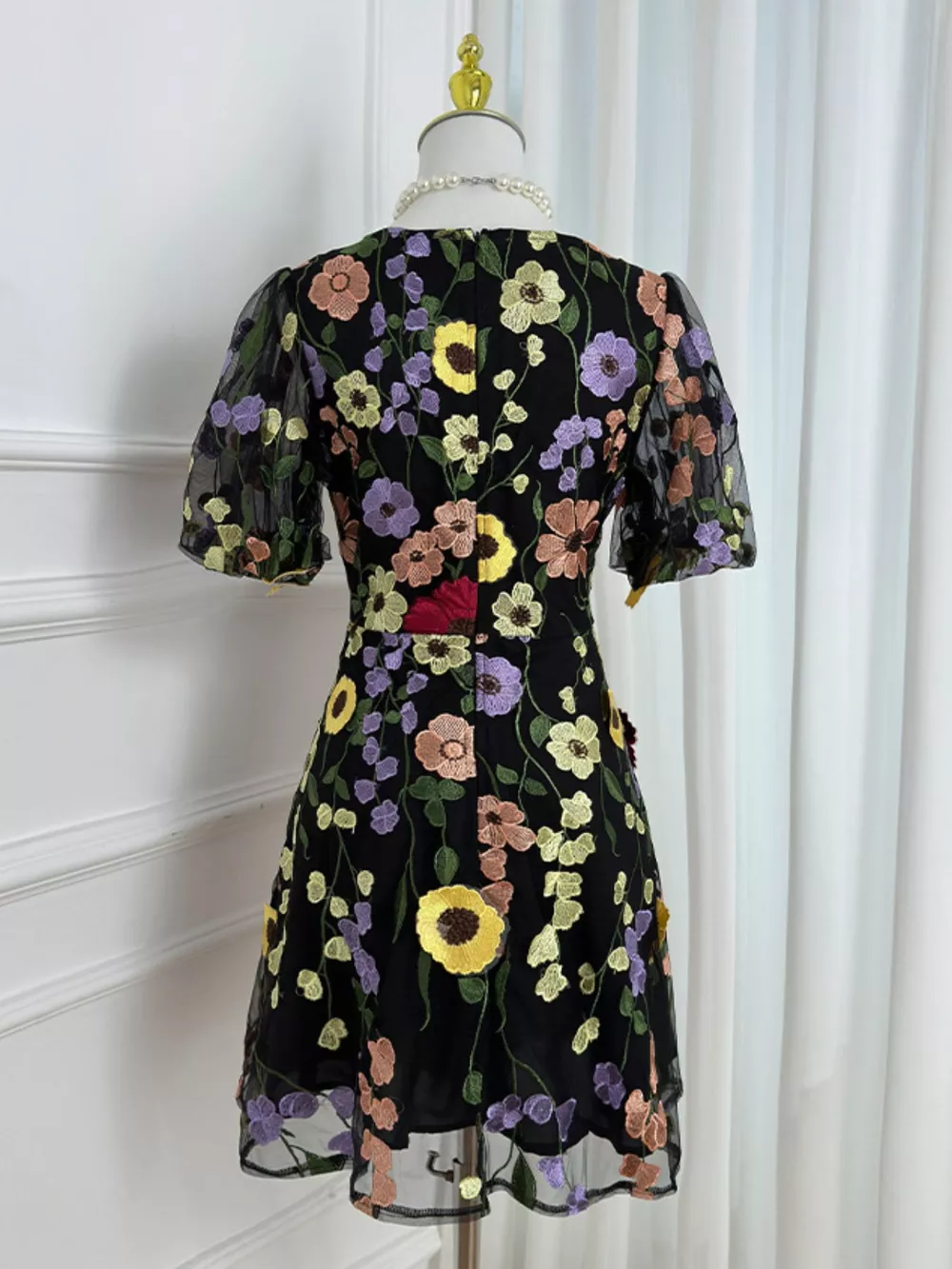 Plus Size Embroidered Floral V-Neck Mini Dress, image 18