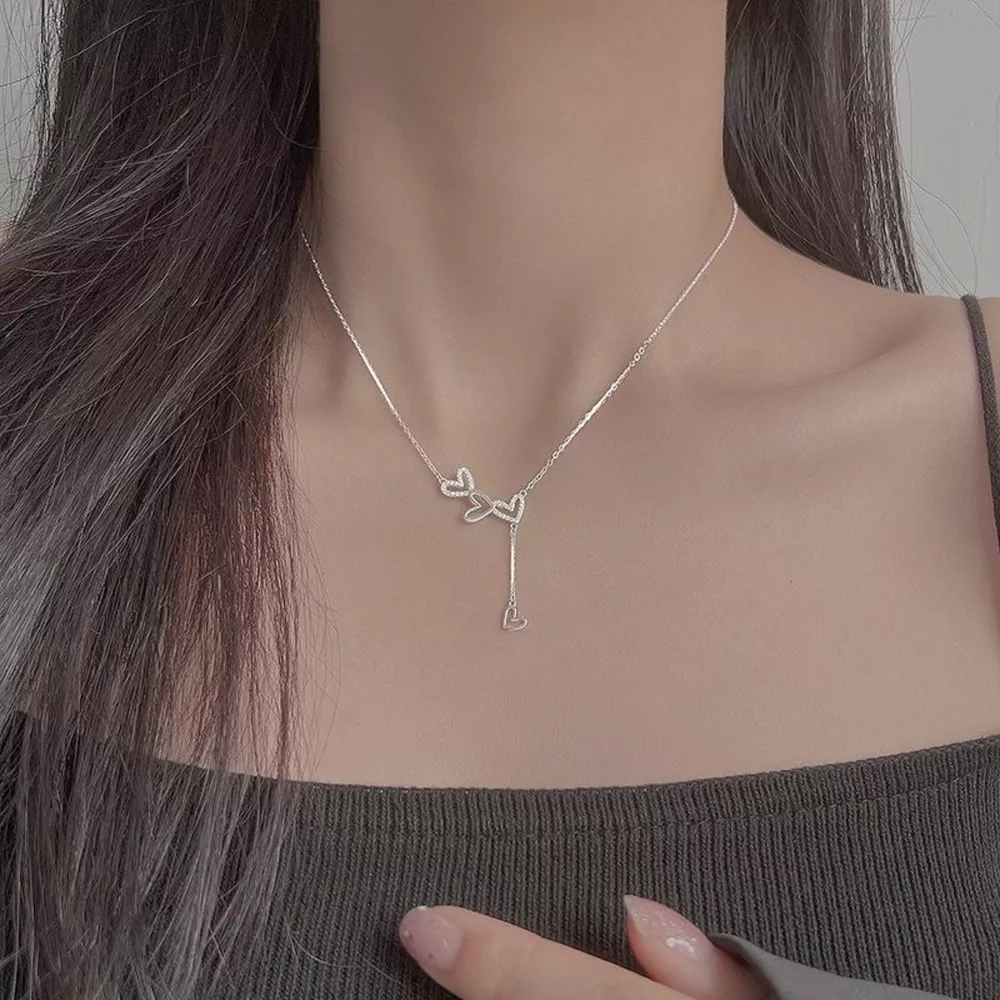 925 Sterling Silver Heart Y-Necklace, image 2