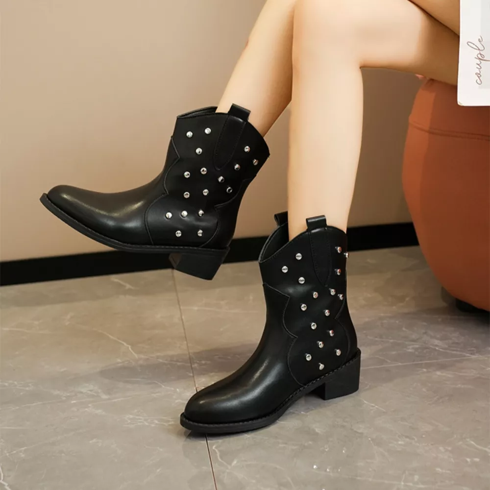 Studded Western Ankle Boots, image 7