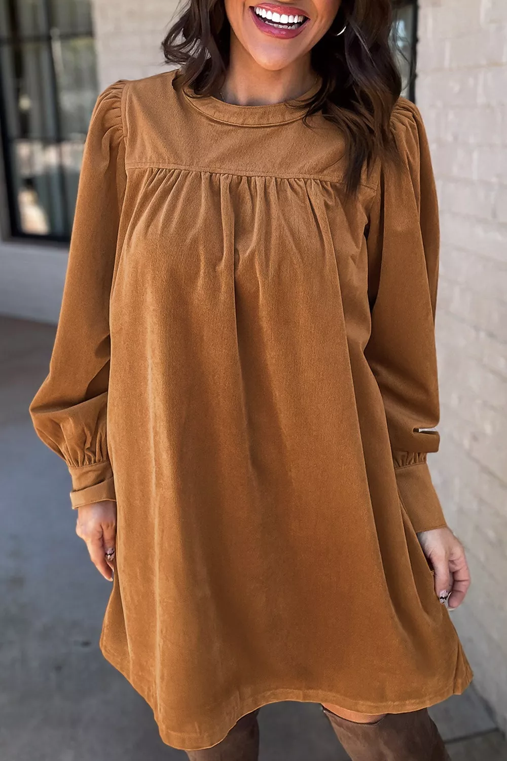 Corduroy Puff Sleeve Mini Dress, image 5