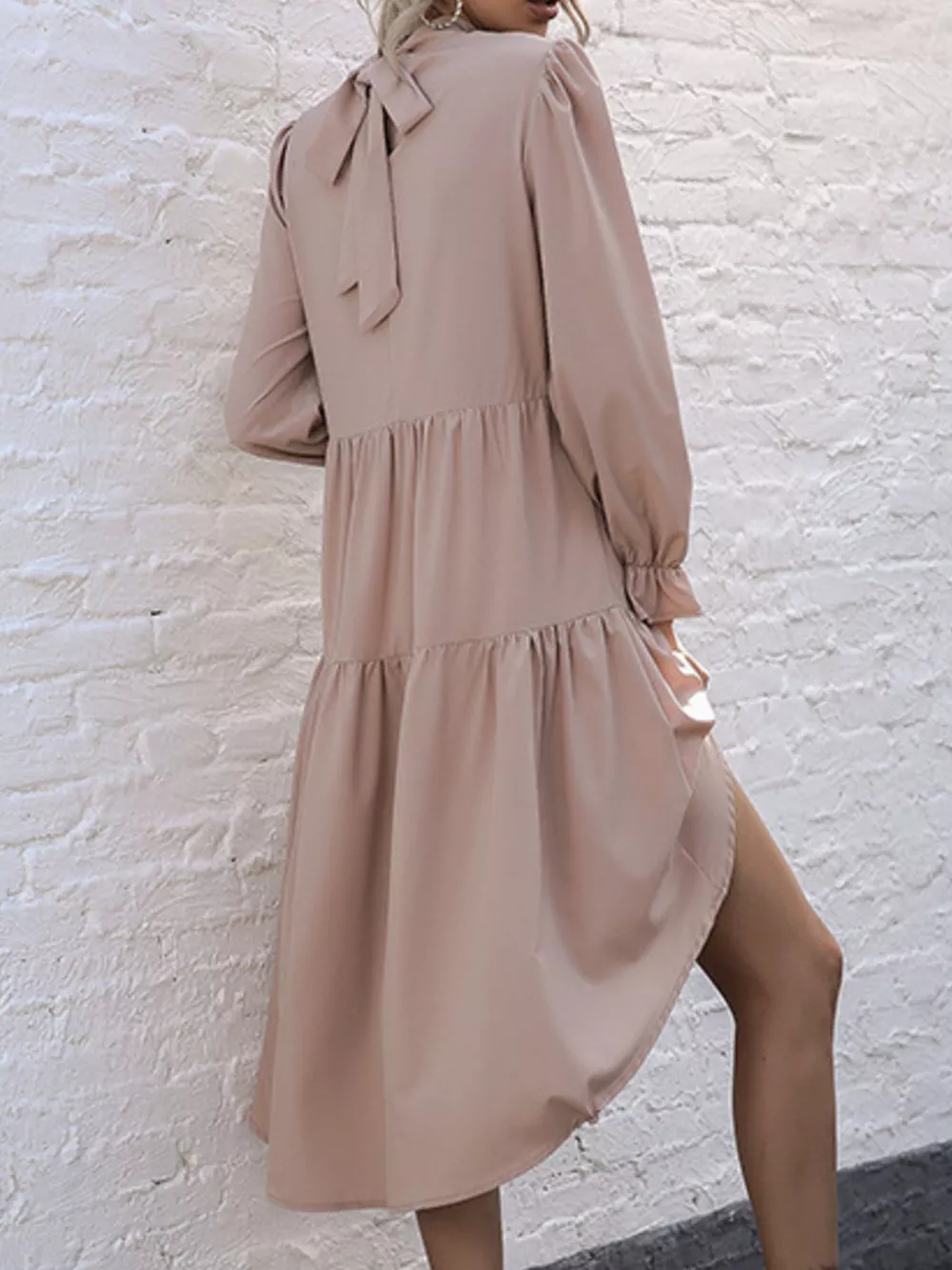High-Low Flounce Sleeve Dress, image 6