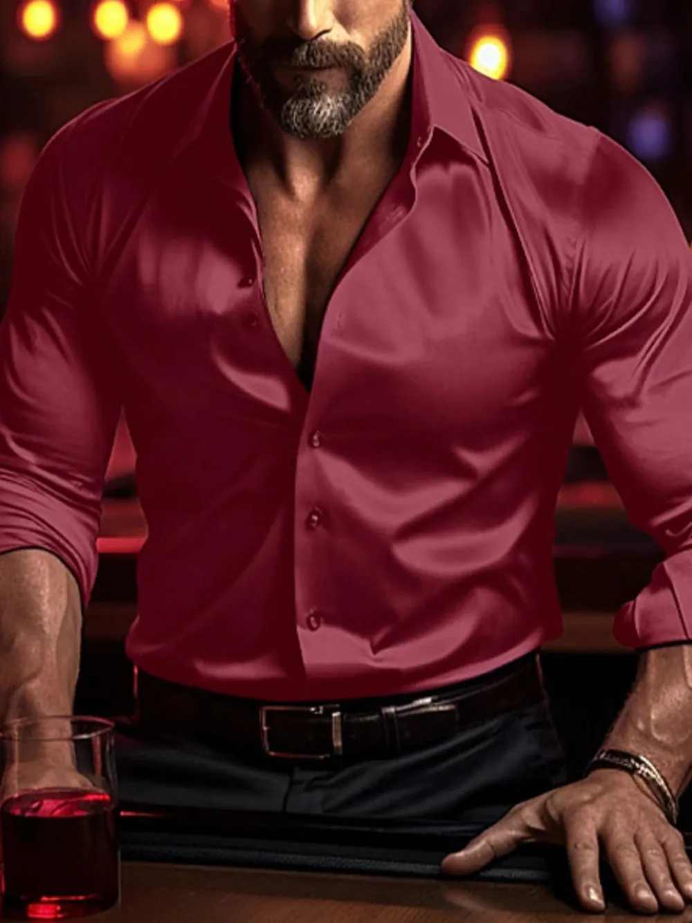 Men's Full Size Collared Neck Long Sleeve Shirt Plus Size, image 5