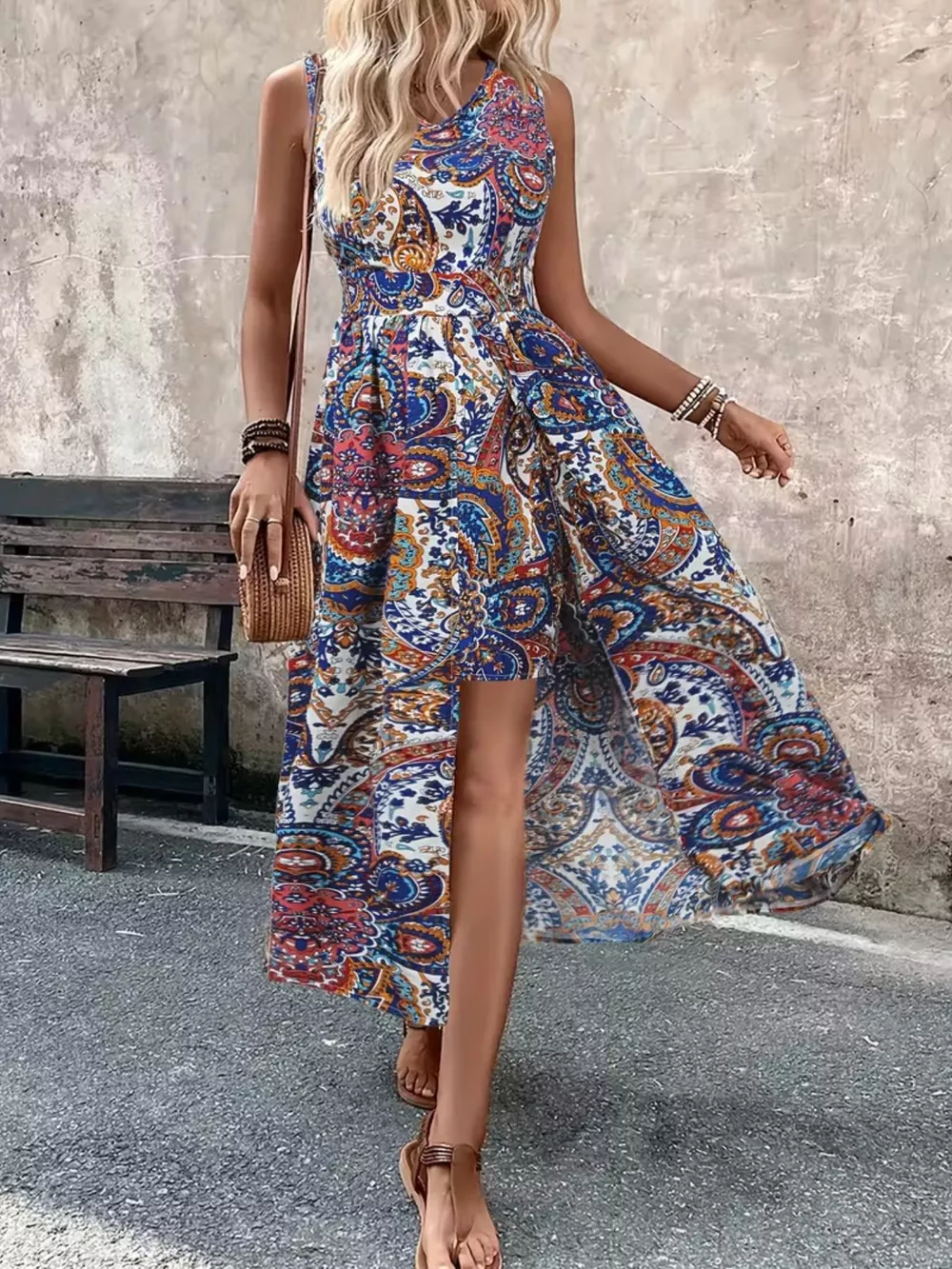 Paisley Print Sleeveless Romper, image 17