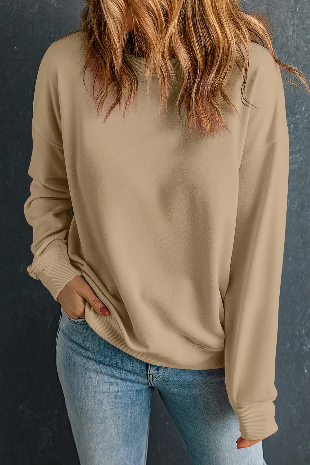 Round Neck Dropped Shoulder Sweatshirt, image 11