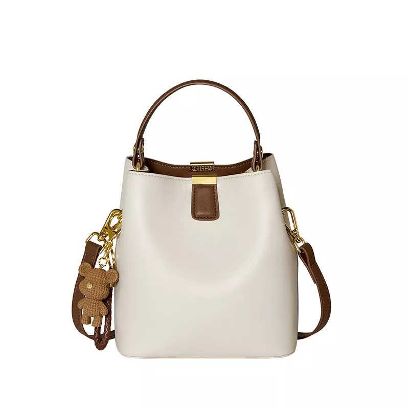 Leather Bucket Crossbody Bag, image 4