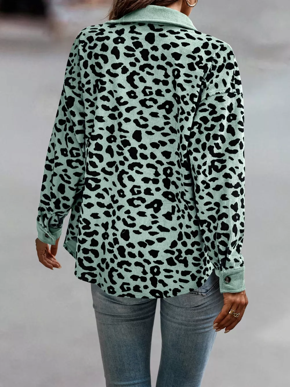 Full Size Leopard Print Button-Down Jacket Plus Size, image 10