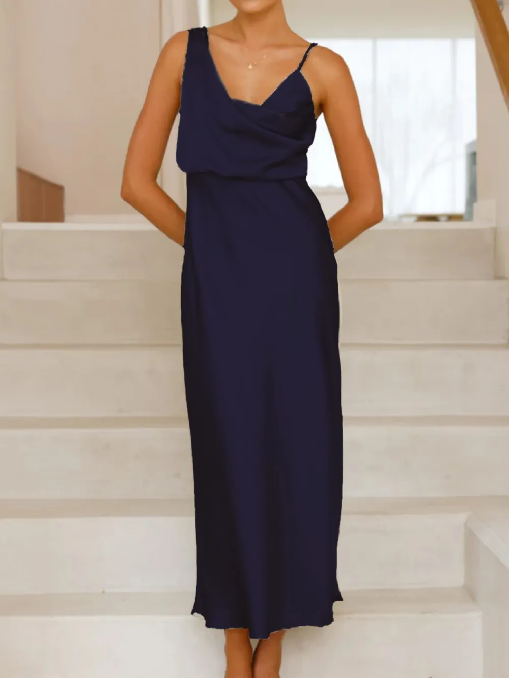 Satin Asymmetrical Midi Dress, image 16