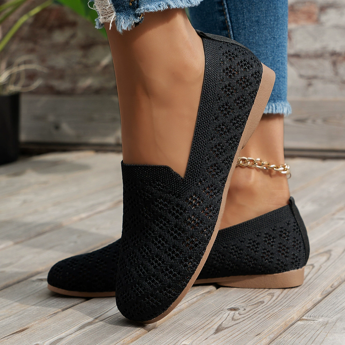 Mesh Round Toe Flat Slip-Ons, image 2