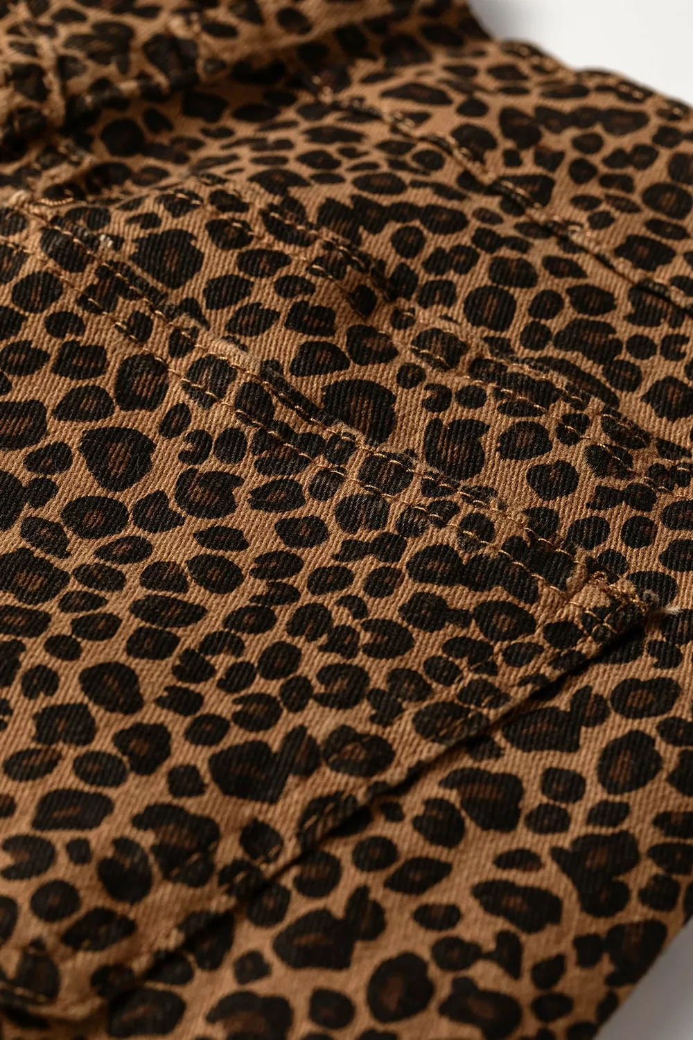 Leopard Print Ruffled Hem Shift Jeans, image 11