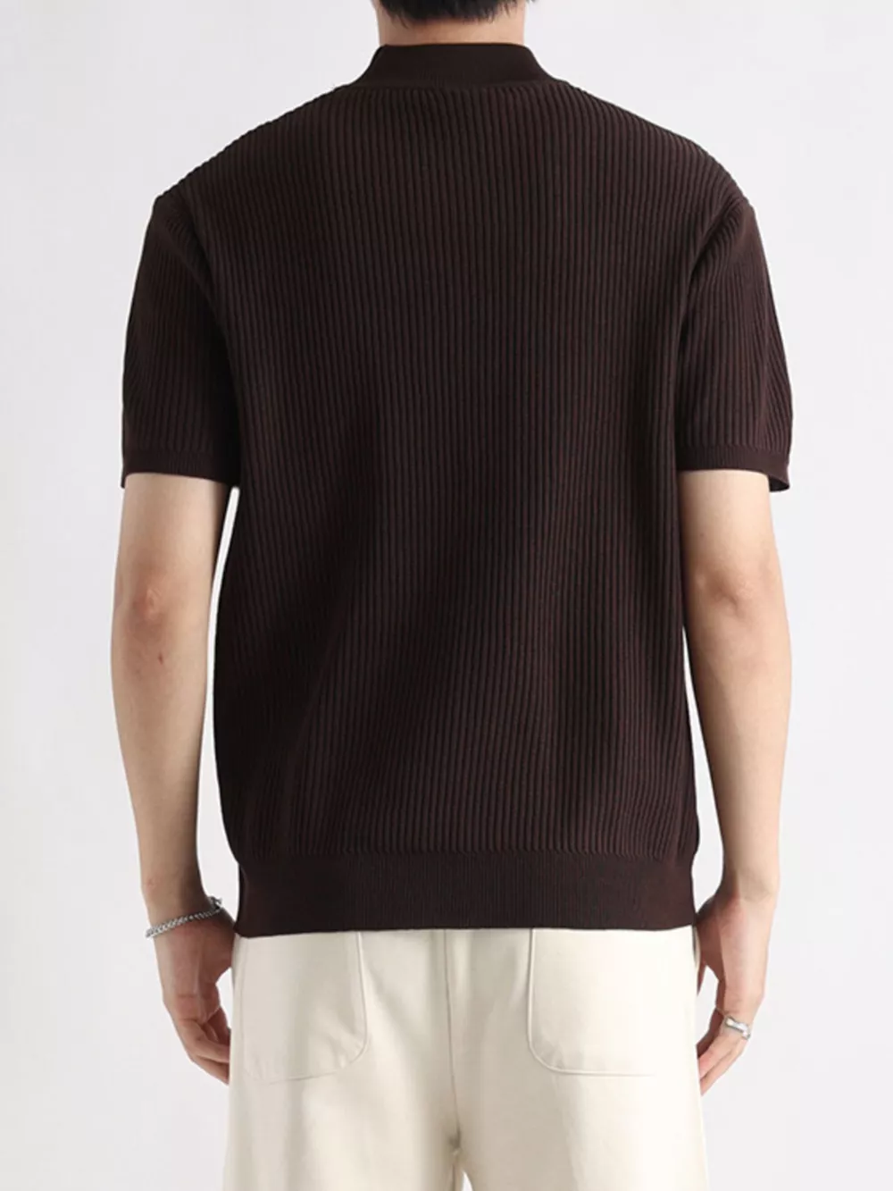 Men's Plus Size Ribbed Knit Mock Neck Short Sleeve T-Shirt, image 7