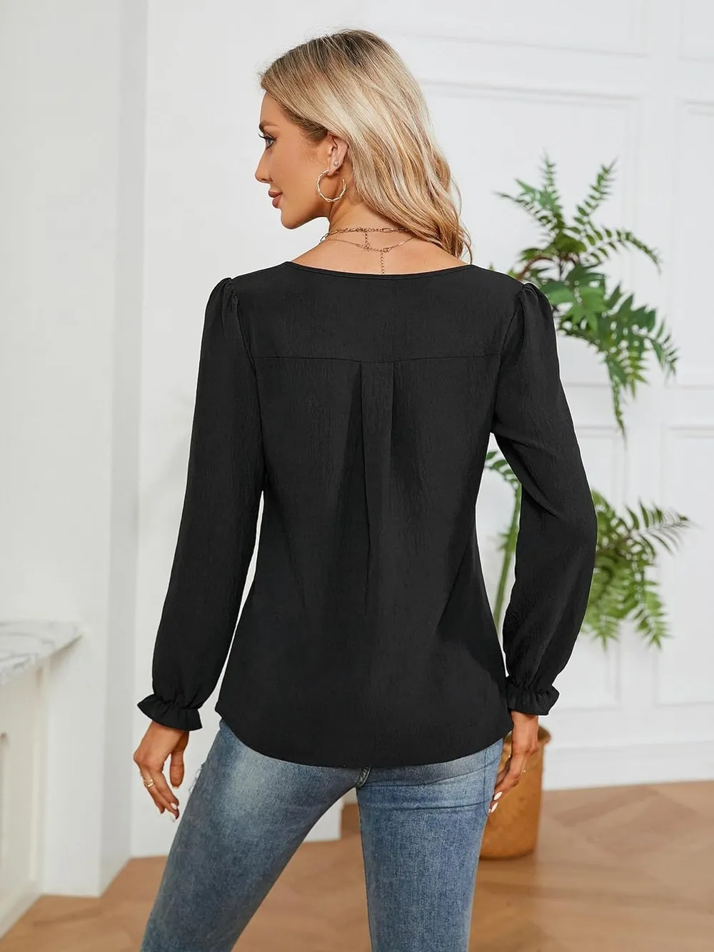 Notched Flounce Sleeve Blouse, image 3