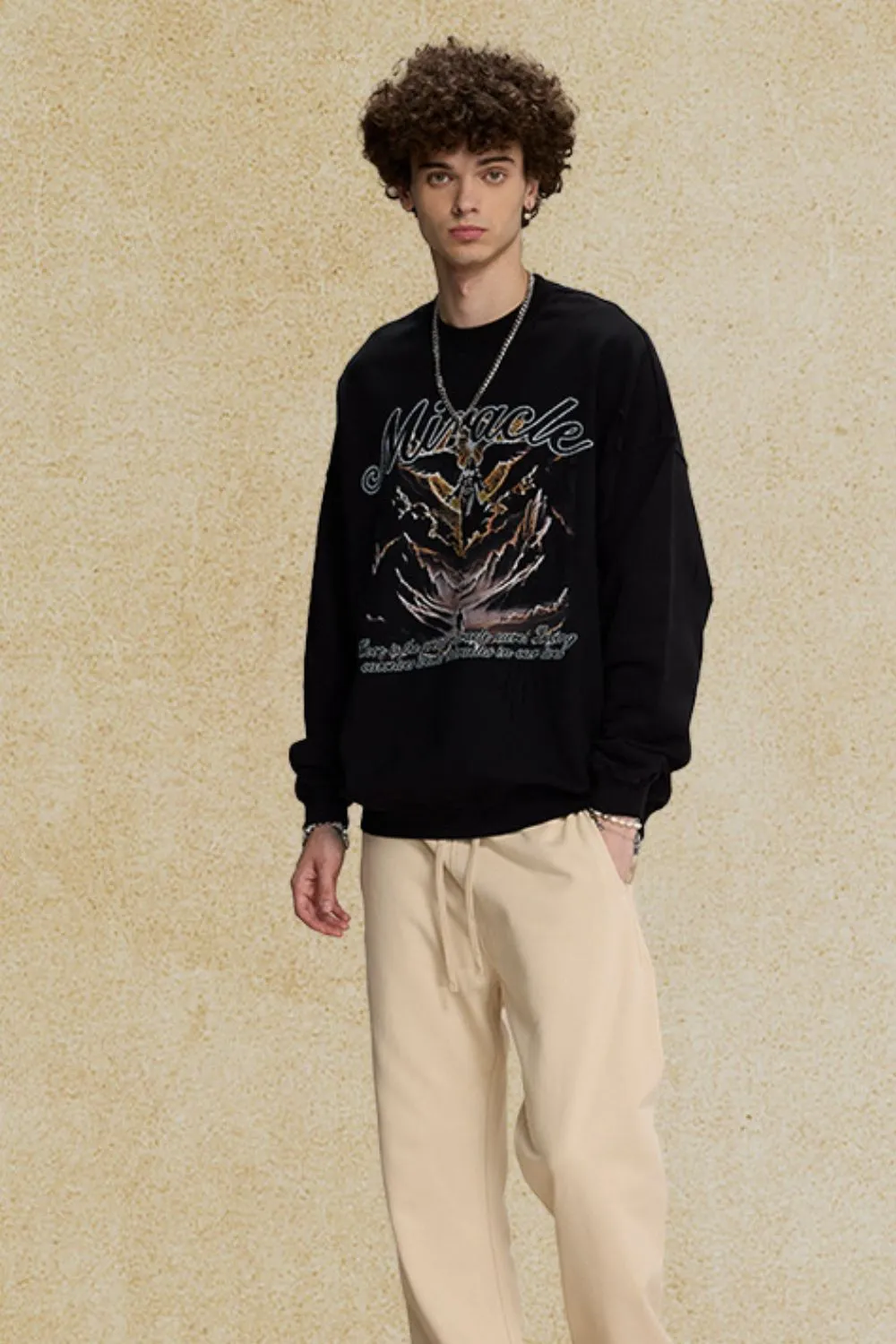 Men's Graphic Round Neck Long Sleeve T-Shirt