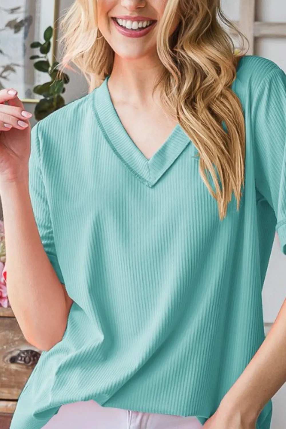 Full Size V-Neck Half Sleeve T-Shirt Plus Size, image 3