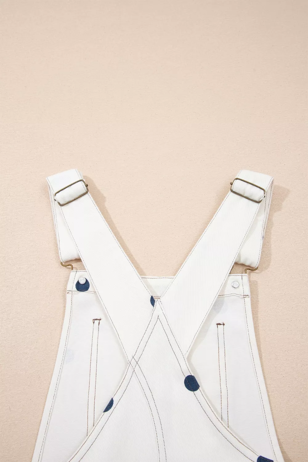 Polka Dot Print Bib Pocket Denim Barrel Overalls Jumpsuit, image 8