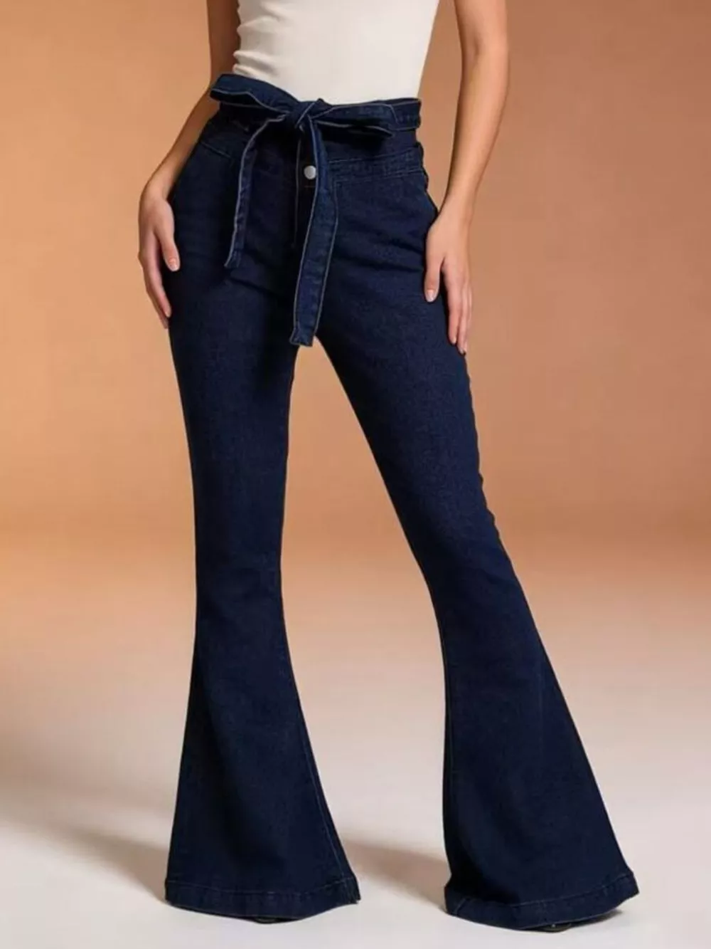 Bow-Tie High-Waisted Flare Jeans, image 15