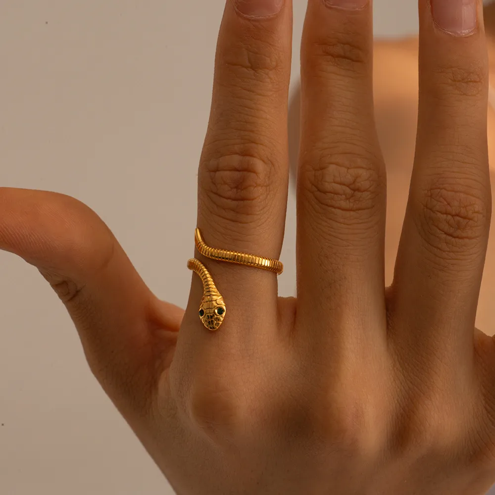 18K Gold-Plated Snake Wrap Adjustable Ring