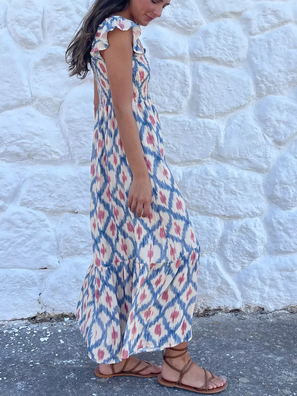Smocked Ruffle Sleeve Maxi Dress, image 2