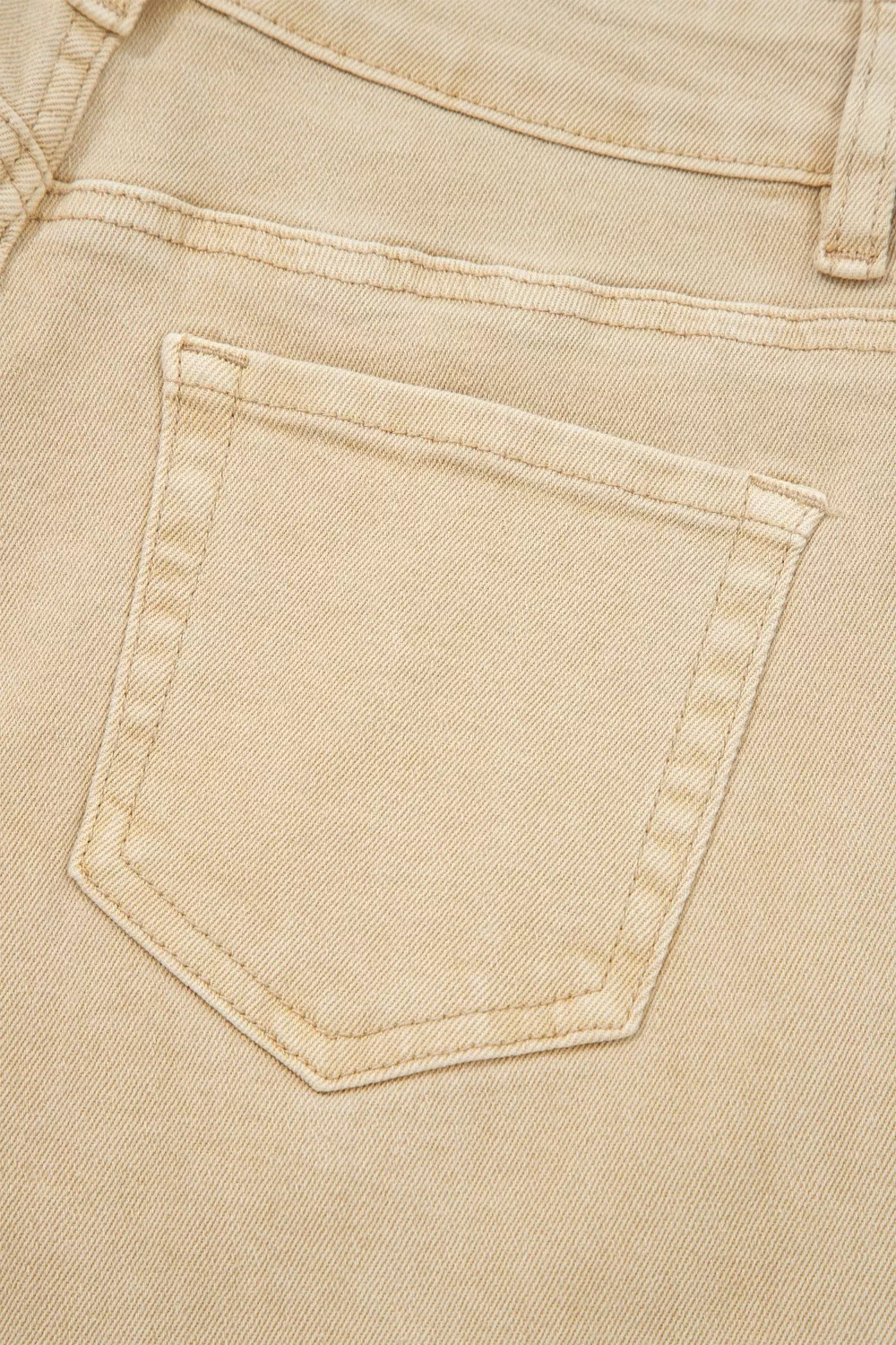 Solid Color Seamed Center Wide Leg Cropped Jeans, image 12