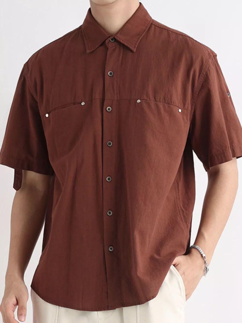 Men's Plus Size Short Sleeve Button-Down Shirt, image 2
