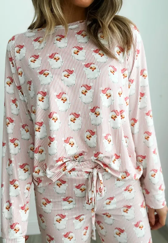 Santa Print Long Sleeve Top and Pants Lounge Set, image 11