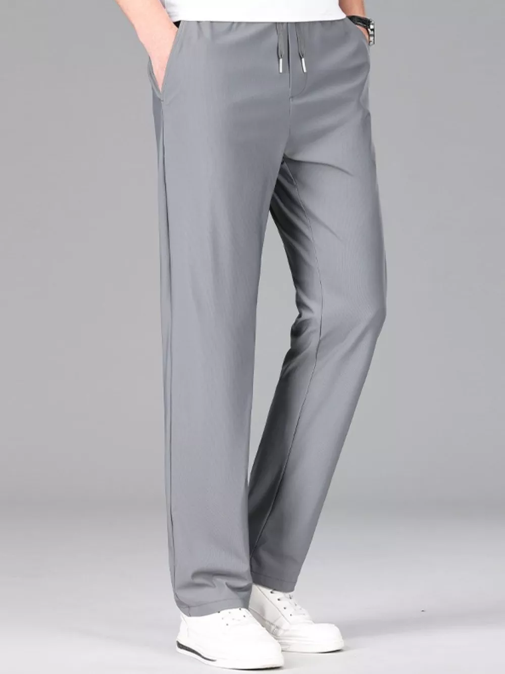 Men's Plus Size Lightweight Drawstring Casual Pants, image 3