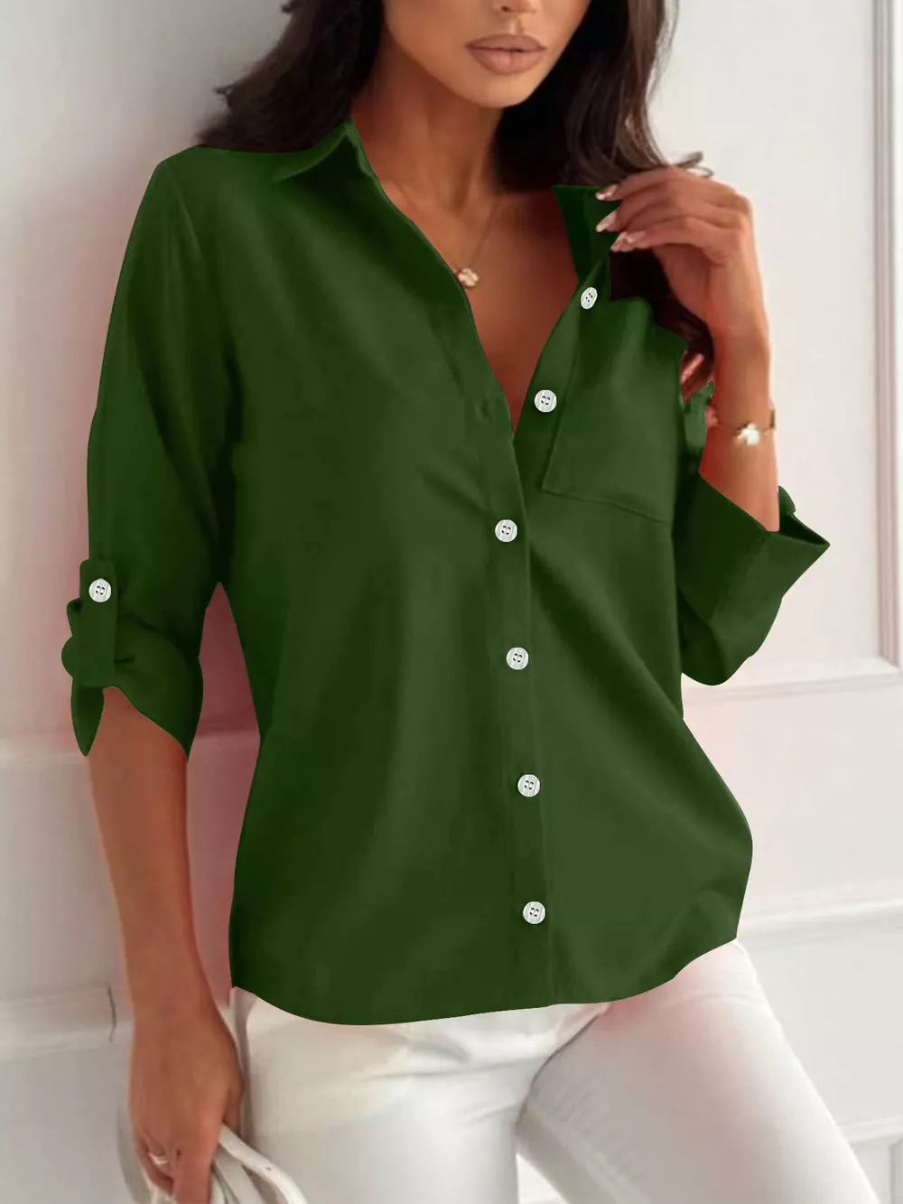 Button-Down Roll-Up Sleeve Shirt, image 7