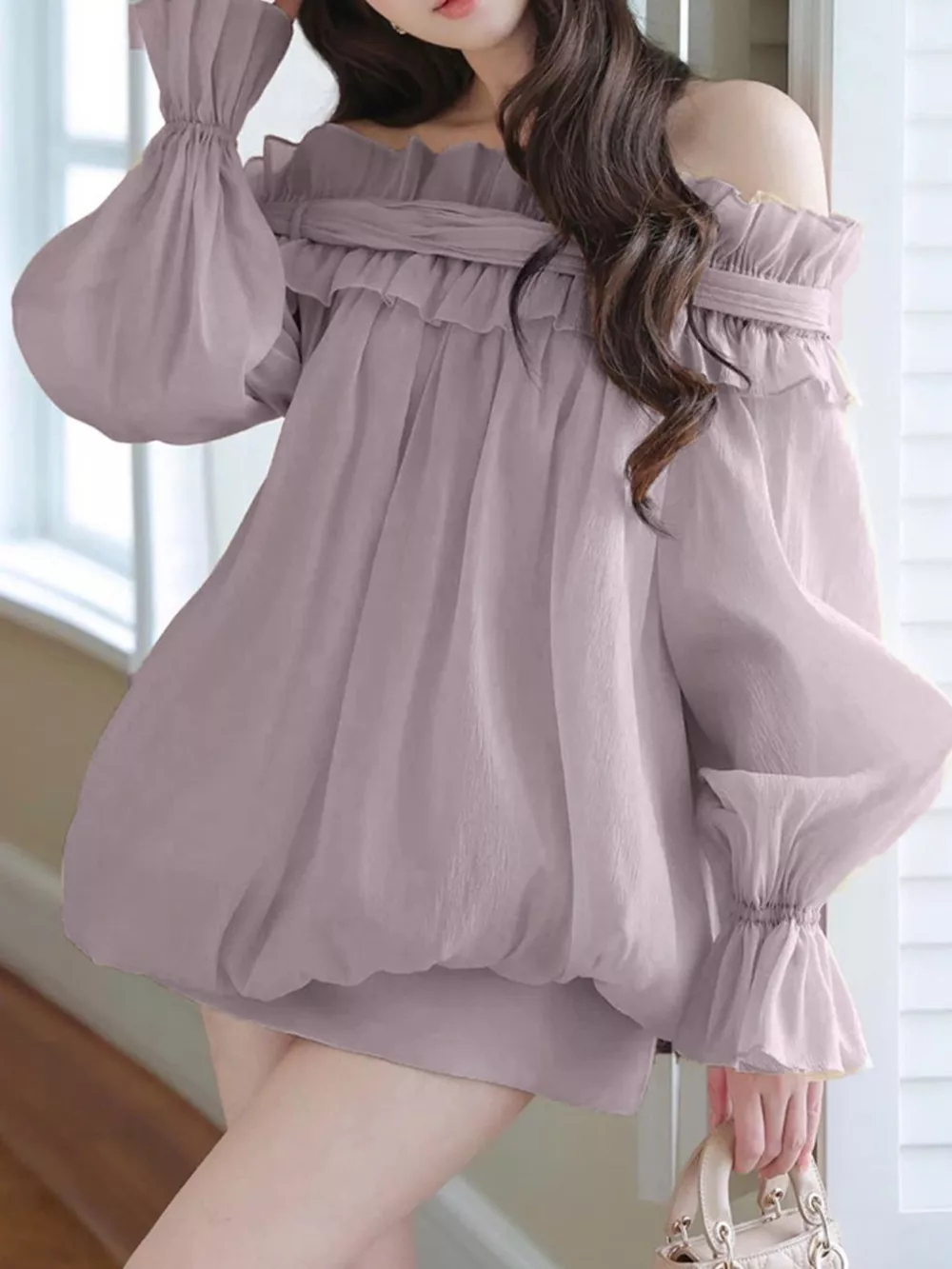 Ruffle Off-Shoulder Flounce Sleeve Blouse, image 2