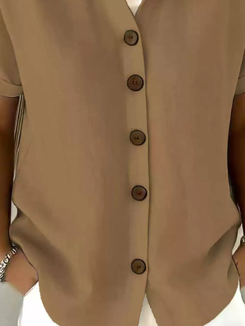 Full Size Button Up Short Sleeve Shirt Plus Size, image 19