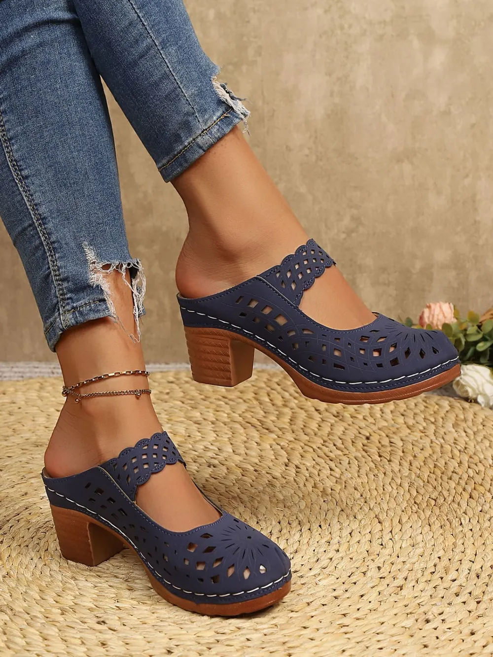 Cutout Block Heel Sandals, image 8